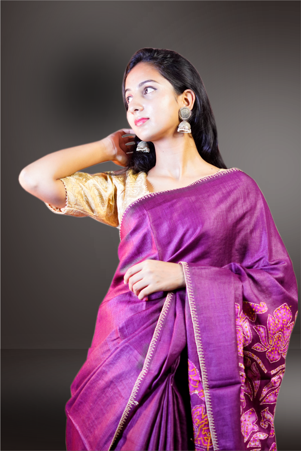 Tussar Silk Shibori Printed Saree