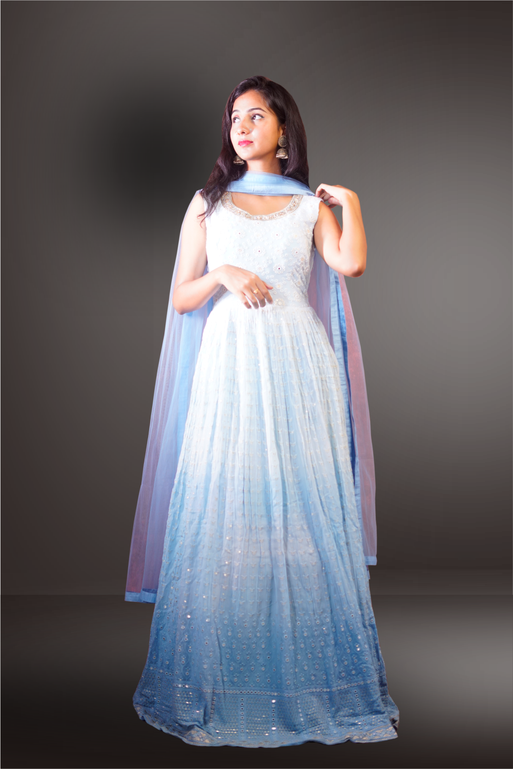 Georgette Embroidered with Sequins Work Anarkali Suit