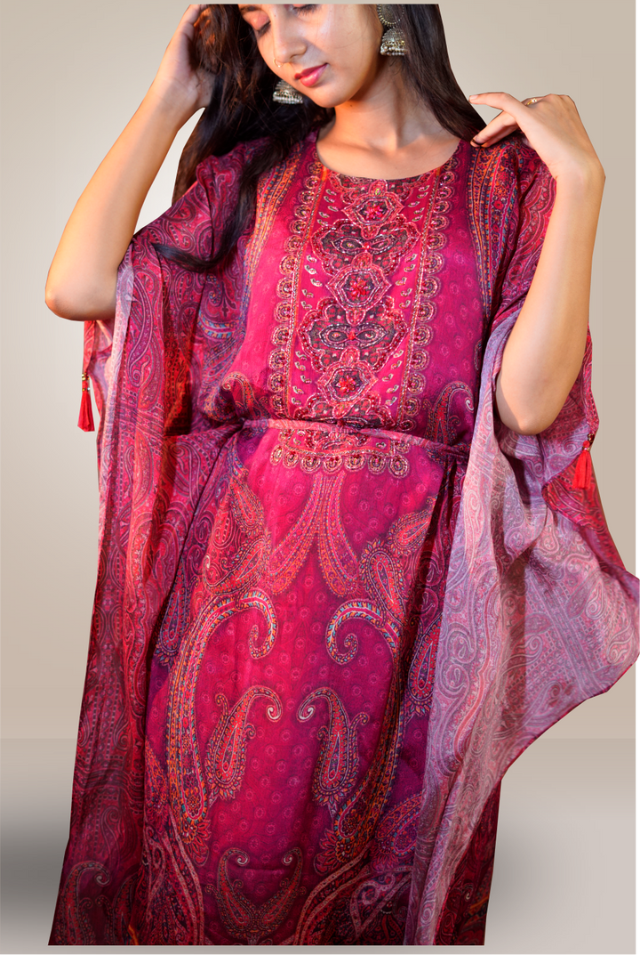 Georgette Paisley Printed with Beads Work Kurti