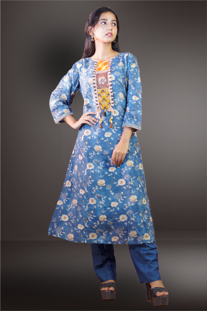 Crepe Dark Blue Salwar Kameez