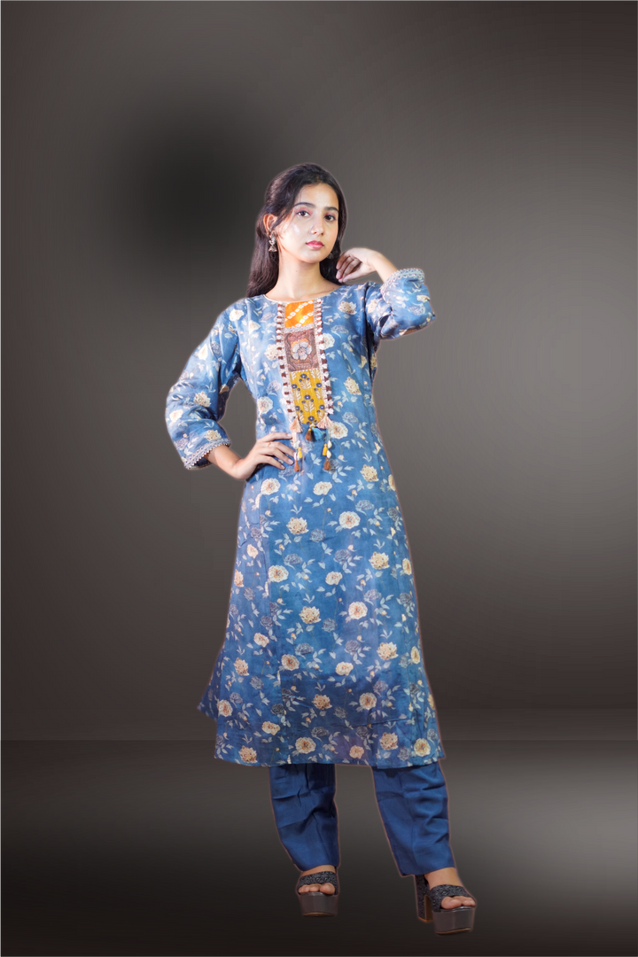 Crepe Dark Blue Salwar Kameez