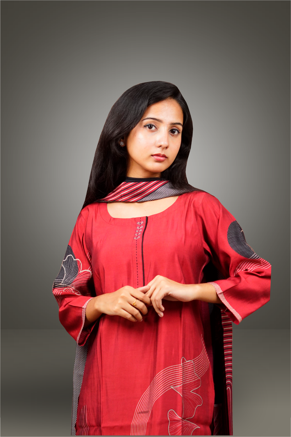 Maroon Russian Silk Straight Cut Salwar Kameez