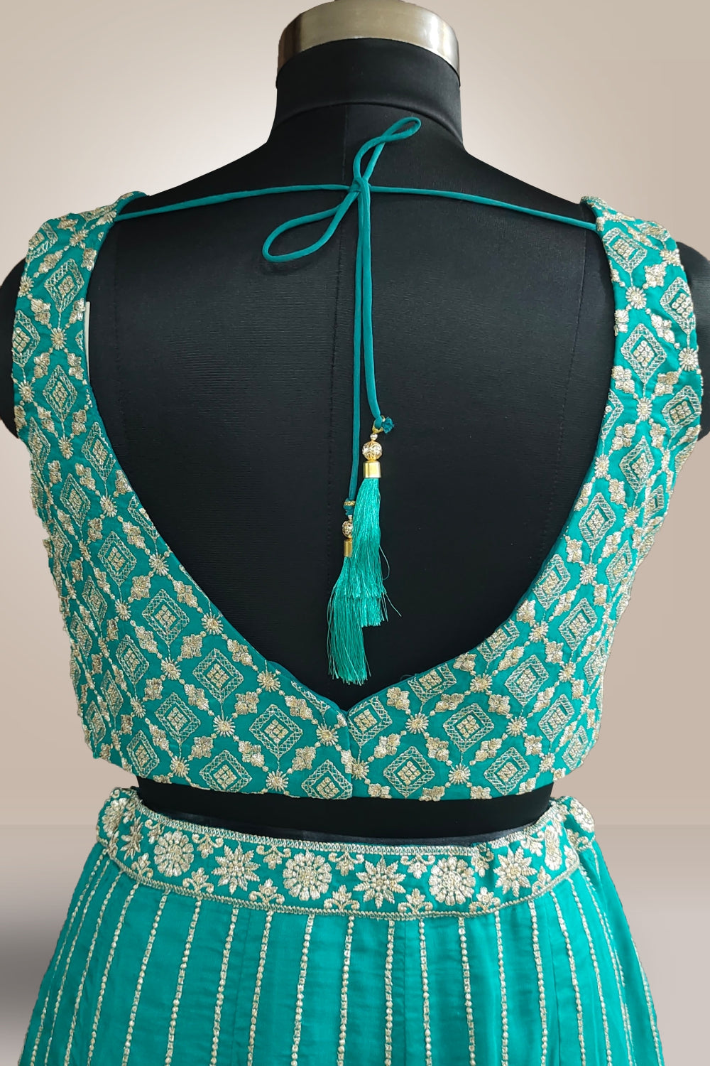 Sequin Embroidery Stone Work Green Lehenga