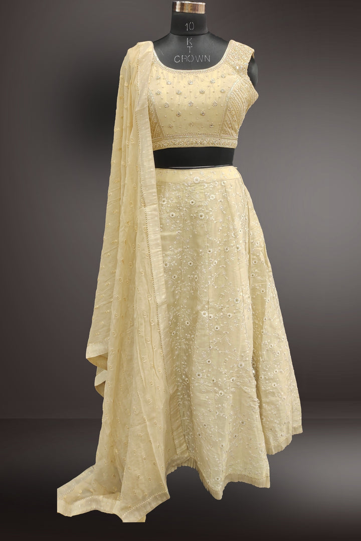 Floral Embroidered Silk Lehenga