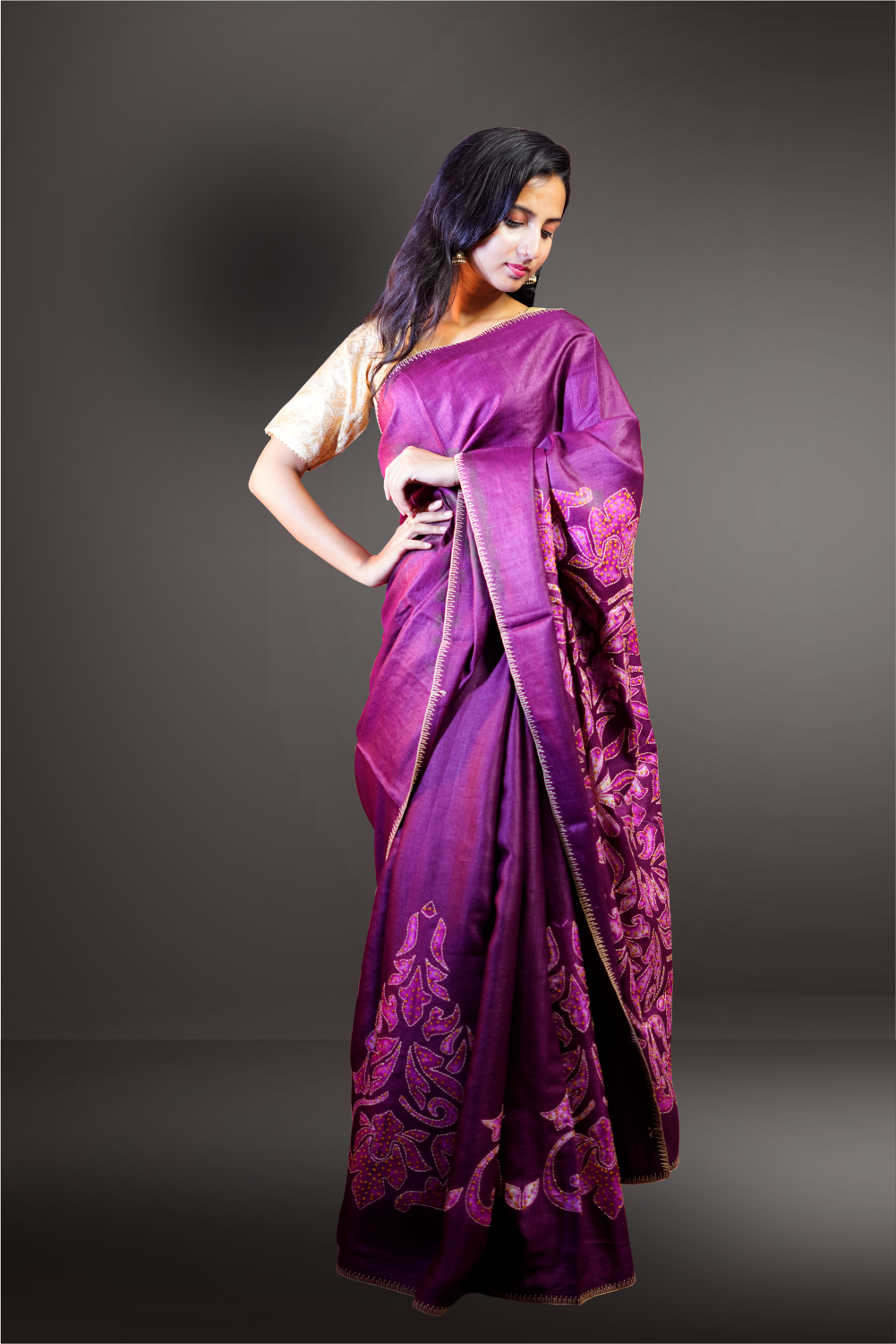 Tussar Silk Shibori Printed Saree