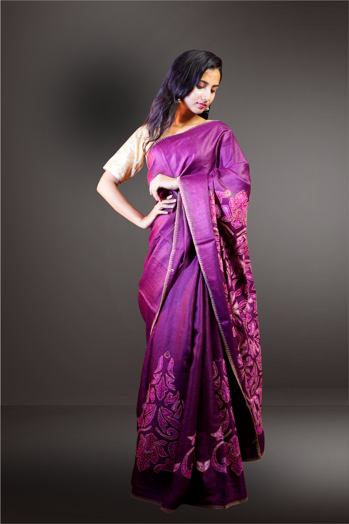 Tussar Silk Shibori Printed Saree