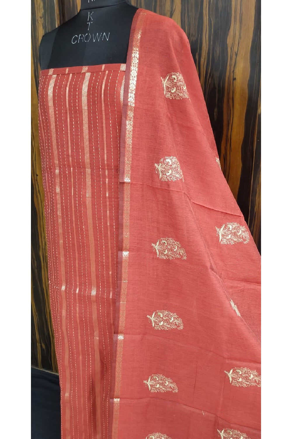 Silk Zari Embroidered Unstitched Dress Material