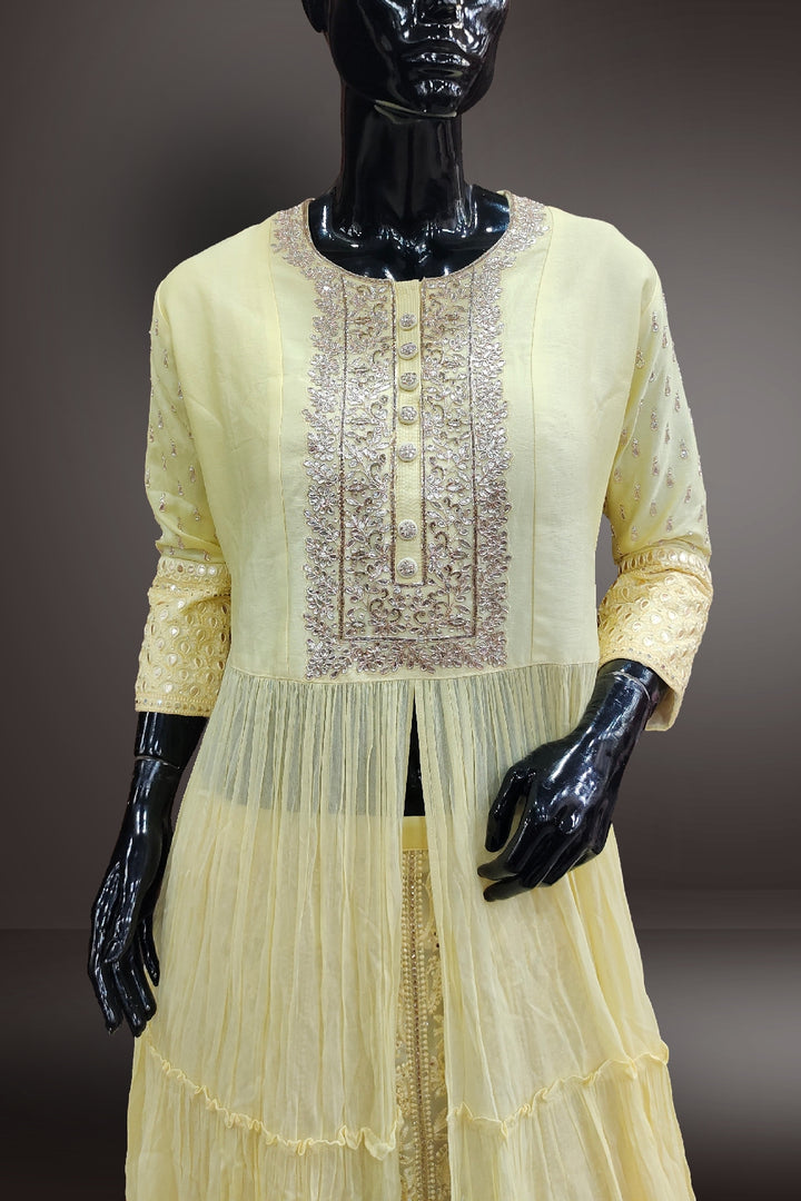 Georgette Gotta Patti Embroidered with Stone and Beads Work Anarkali Suit