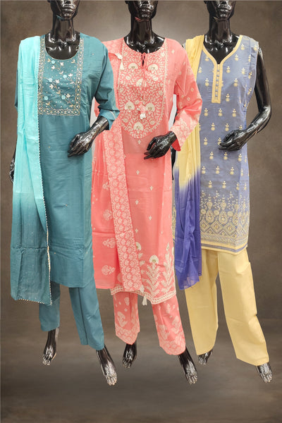 Combo of 3 Cotton Extra Large Salwar Suits