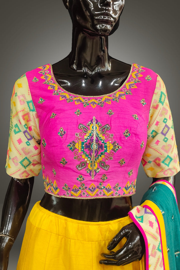 Raw Silk Embroidery Lehenga with Dupatta