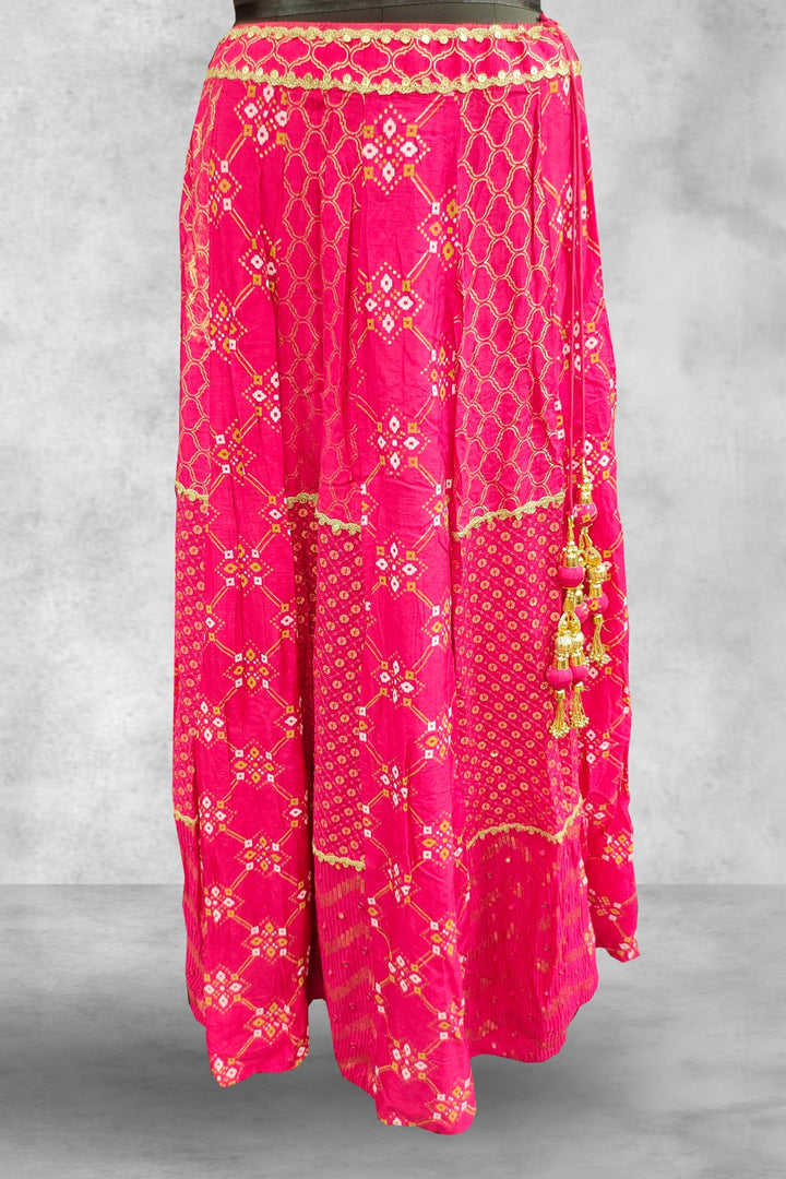 Embroidery Mirror Work Pink Lehenga