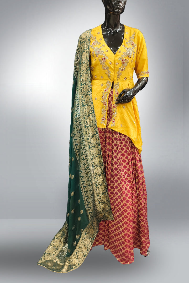 Tricolor Zari Work Lehenga