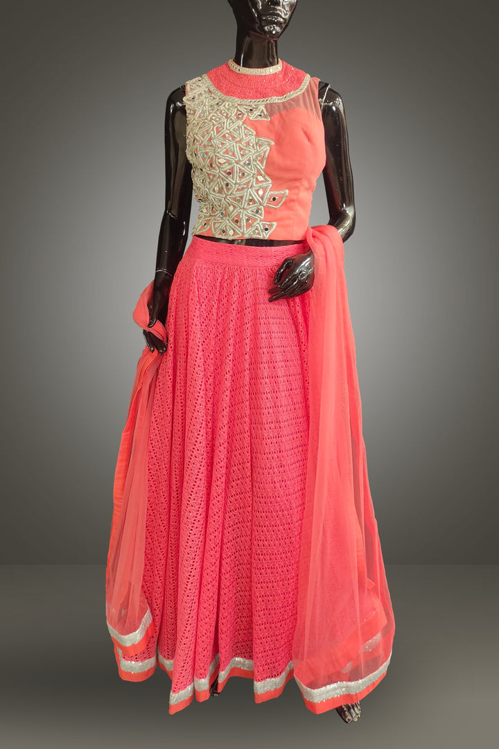 Embroidery Peach Lehenga