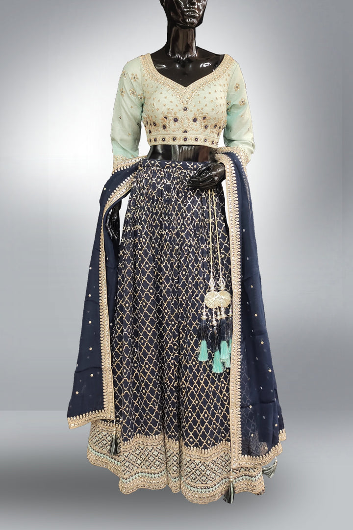 Georgette Navy Blue Lehenga