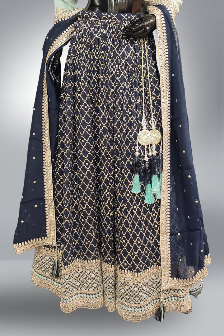 Georgette Navy Blue Lehenga