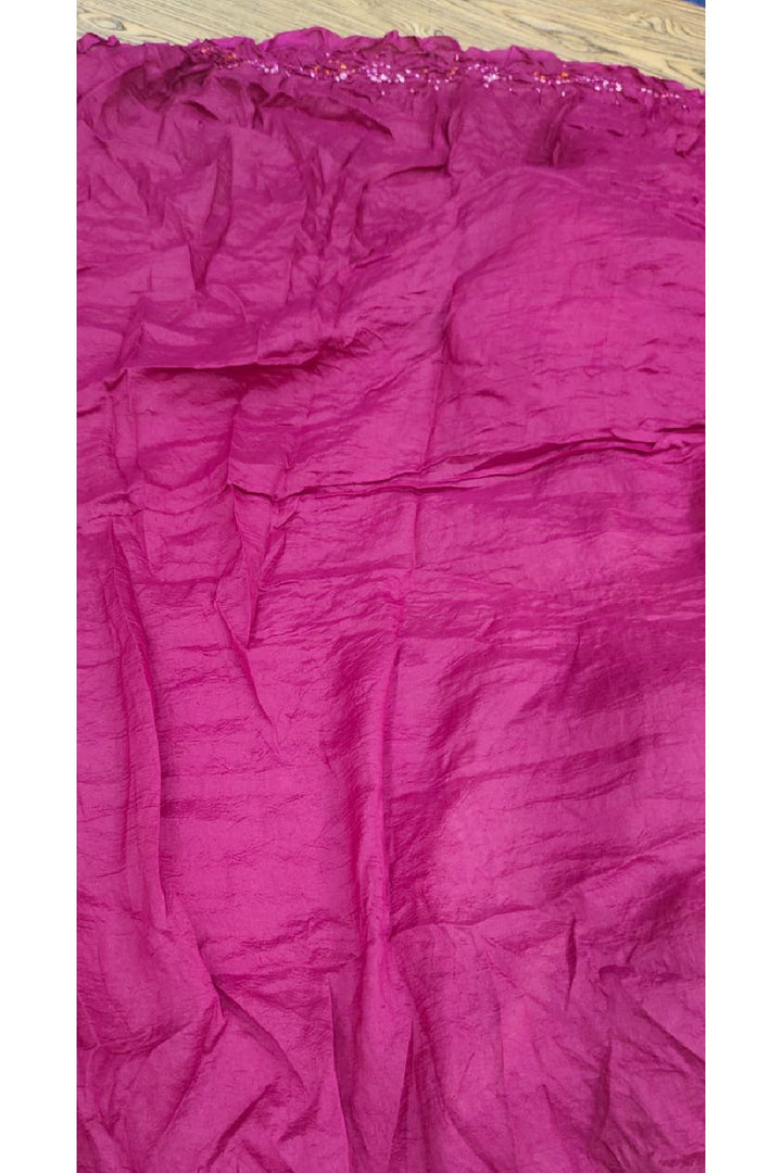 Bhandani Printed Dark Magenta Color Silk Saree