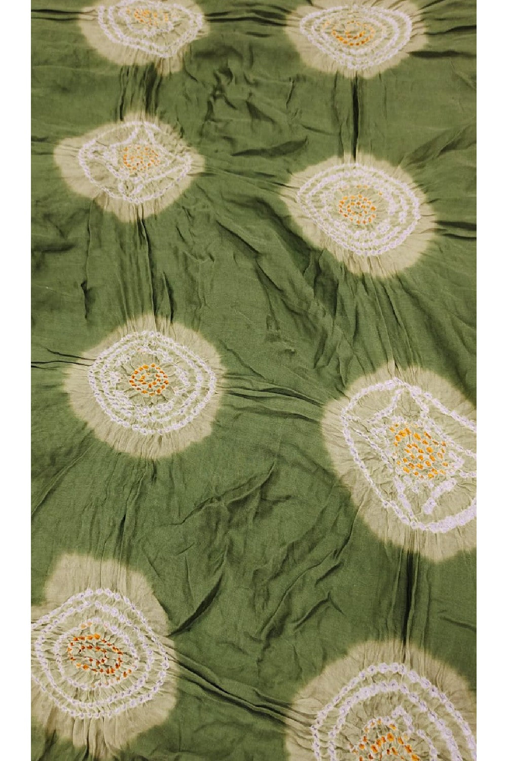 Silk Bhandani Printed Green Color Saree