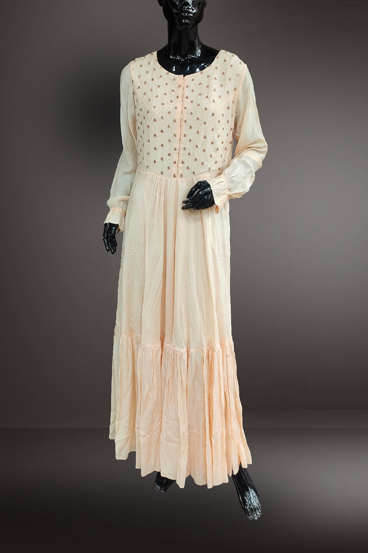 Silk Beads and Thread Embroidered Gown