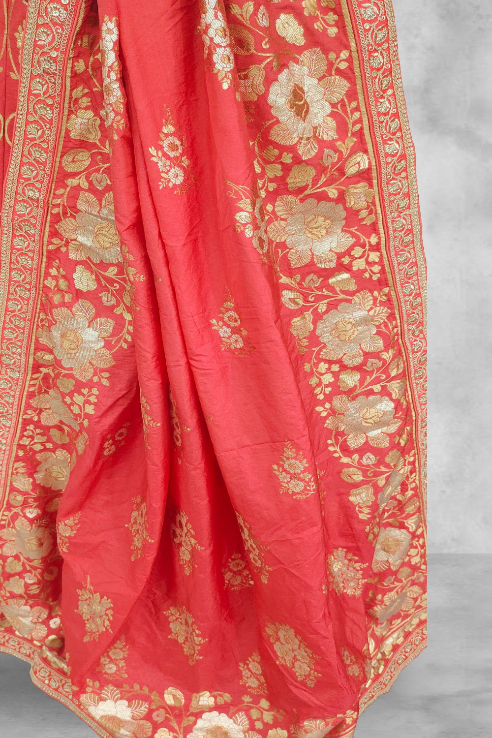 Zari Weaving Pure Silk Pink Lehenga with Unstitched Blouse