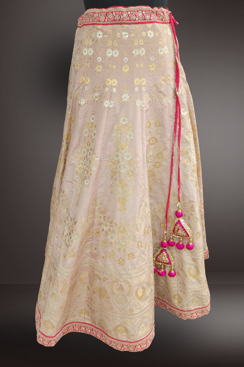 Zari Weaving Work Budding Peach Color Lehenga