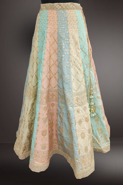 Multicolor Zari Weaving Work Pure Silk Lehenga