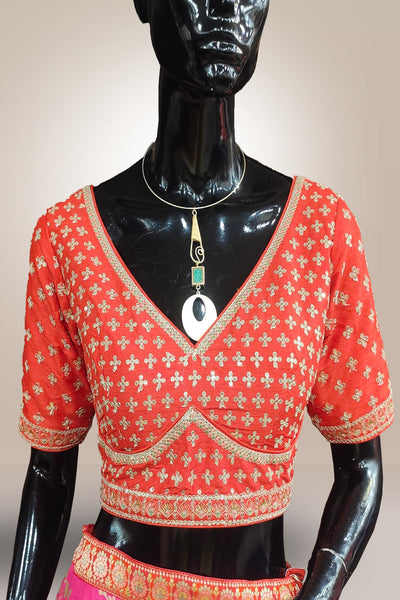 Pure Silk Zari Weaving Work Red Lehenga
