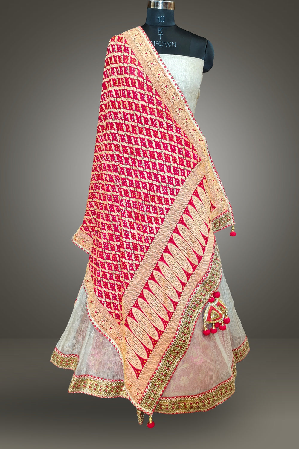 Tissue Silk Lehenga with Bhandani Printed Dupatta