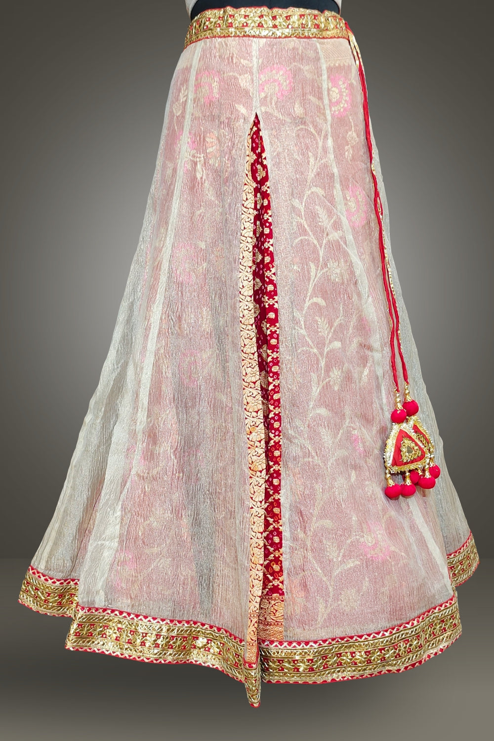 Tissue Silk Lehenga with Bhandani Printed Dupatta