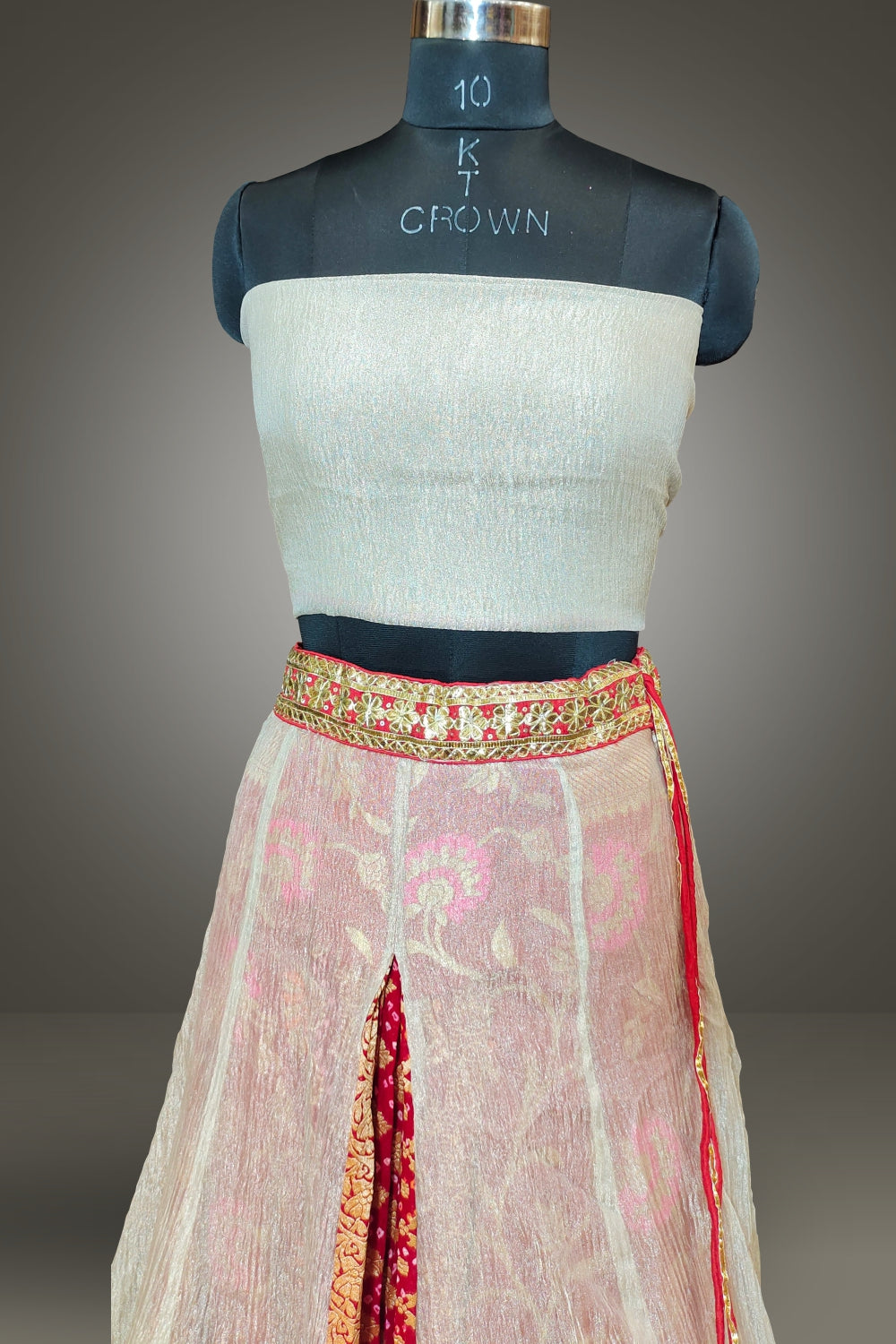 Tissue Silk Lehenga with Bhandani Printed Dupatta