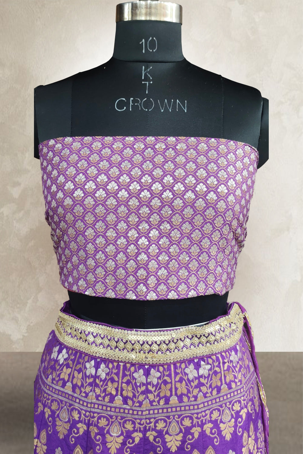Pure Silk Zari Weaving Violet Color Lehenga