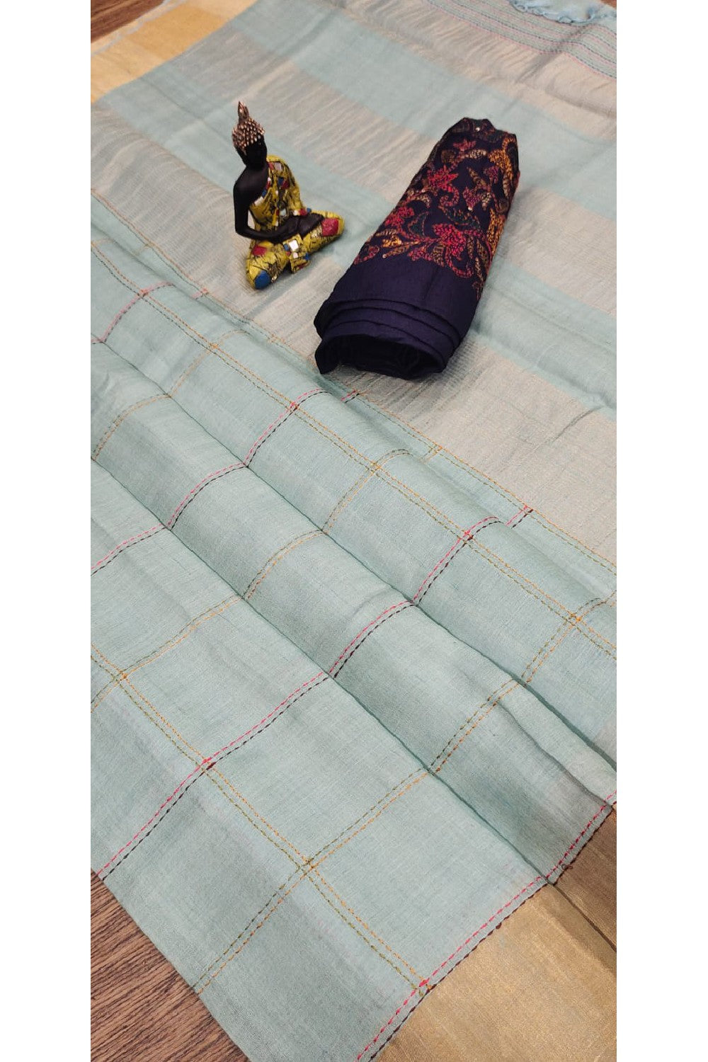 Embroidery Thread Work Tussar Saree