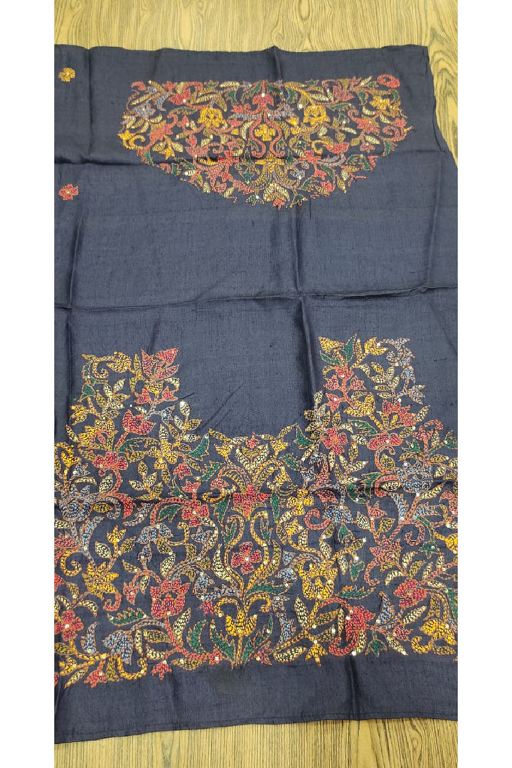 Embroidery Thread Work Tussar Saree