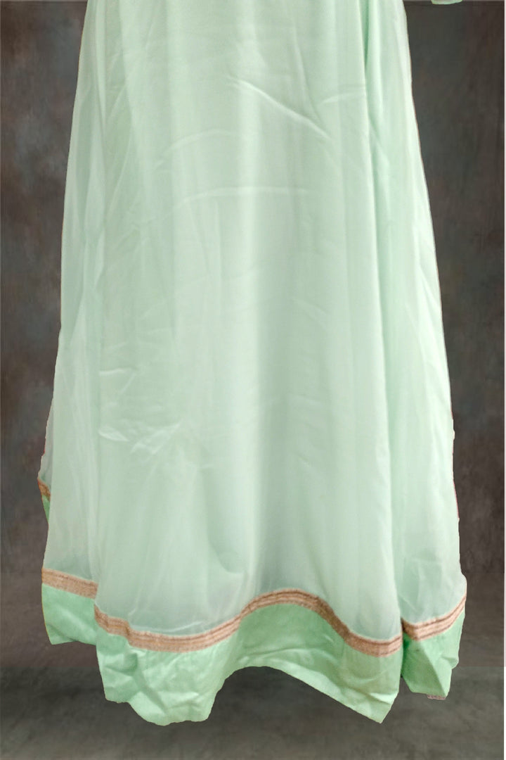 Pastel Green Organza Beads and Stone Work Anarkali Suit