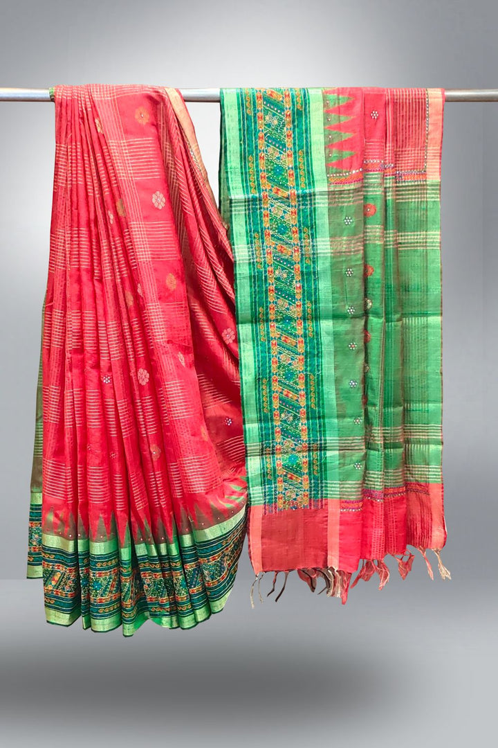 Zari Work Raw Silk Saree with Embroidered Border