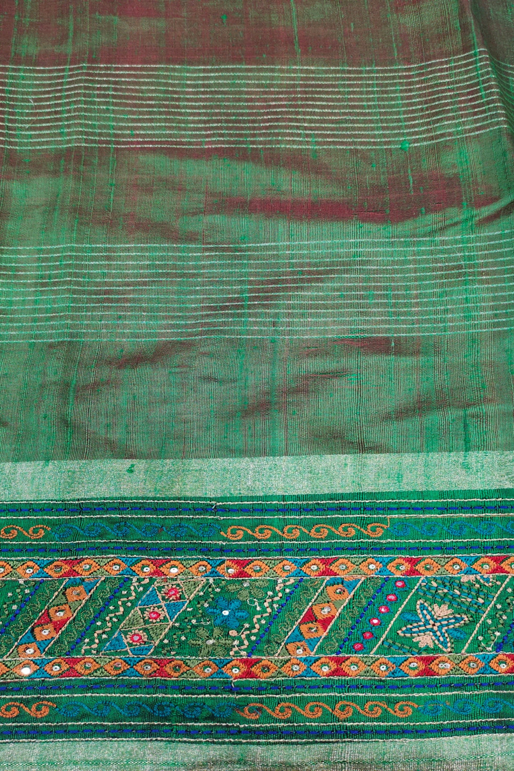 Zari Work Raw Silk Saree with Embroidered Border