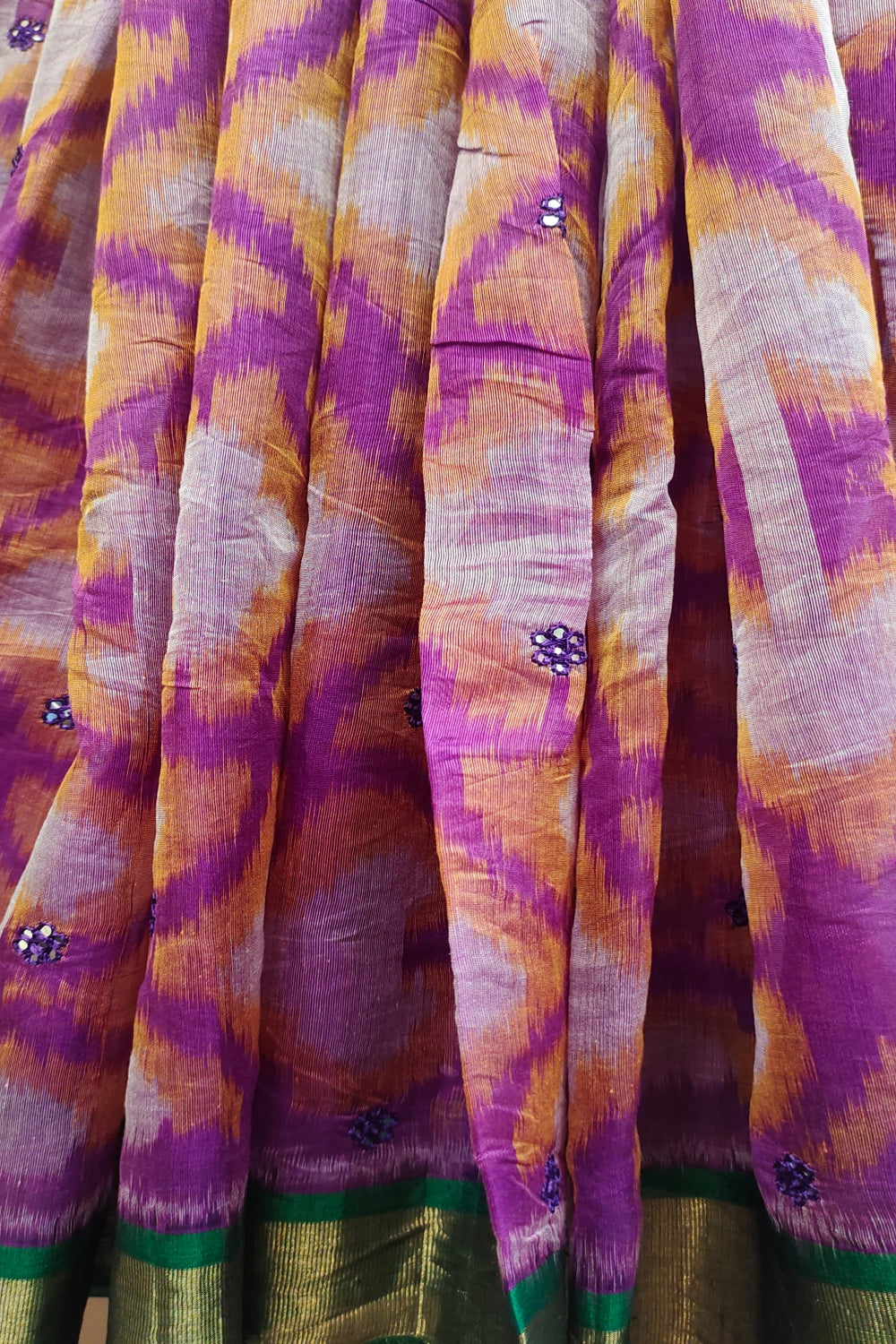 Silk Cotton Ikat Printed Violet Saree