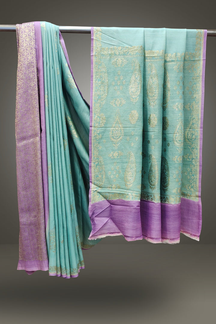 Mint Green Zari Weaving Silk Saree