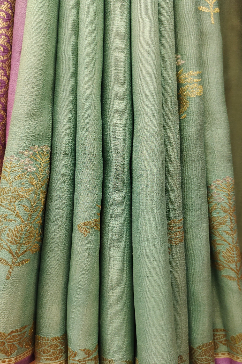 Mint Green Zari Weaving Silk Saree