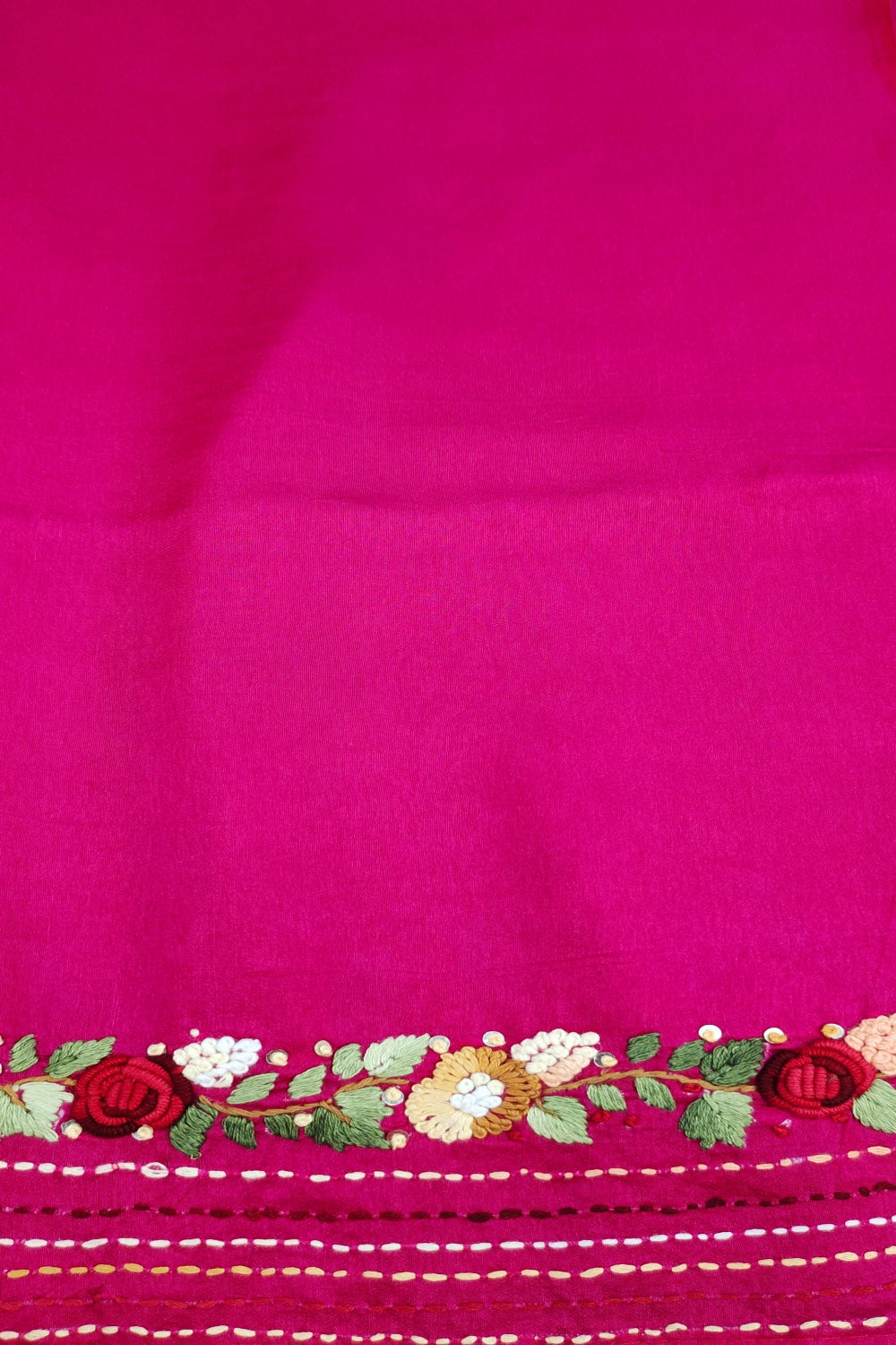 Dark Pink Bhandani Printed Organza Saree