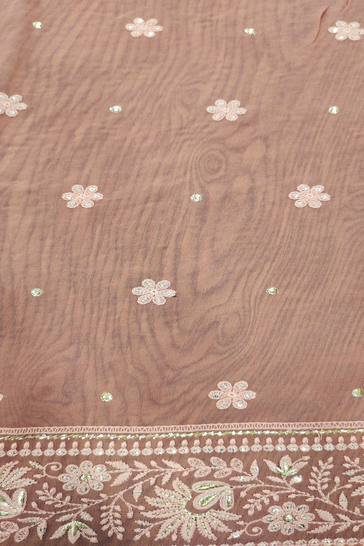 Georgette Embroidered Peach Saree