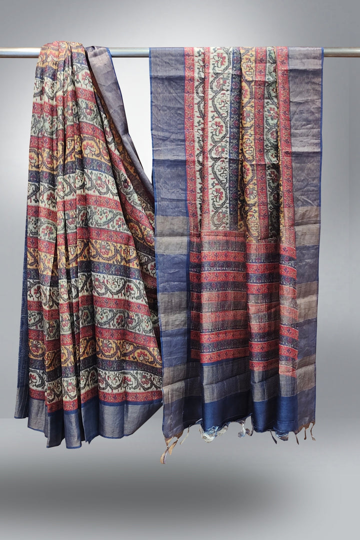 Jute Silk Printed Multicolor Saree