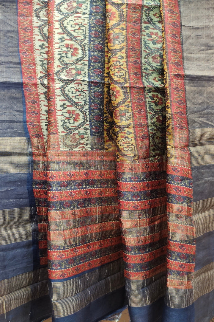 Jute Silk Printed Multicolor Saree