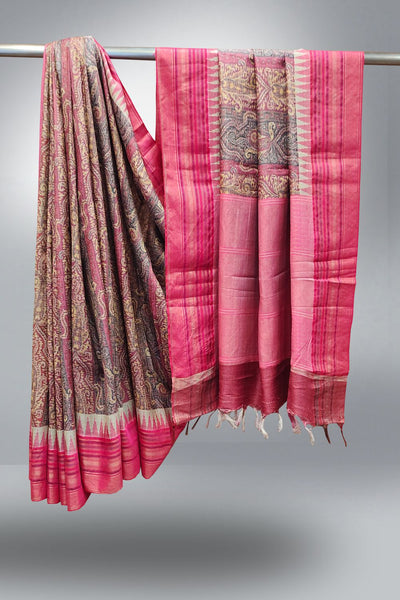 Multicolor Jute Silk Printed Saree