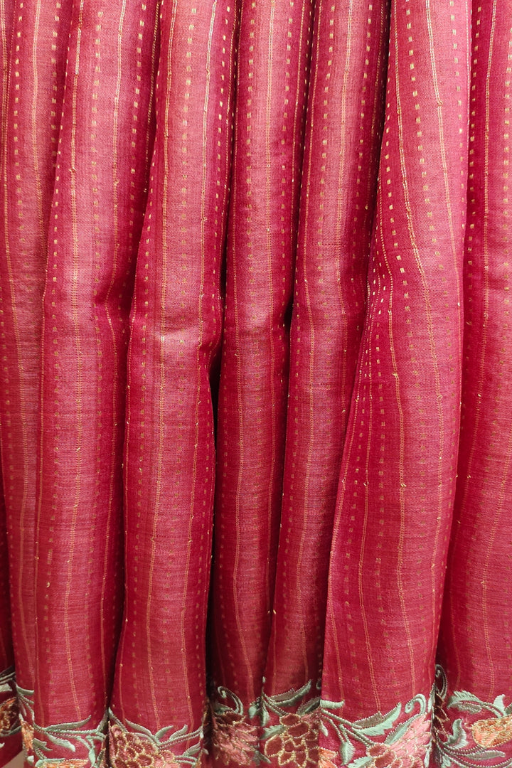 Pink Zari Weaving with Embroidered Silk Saree