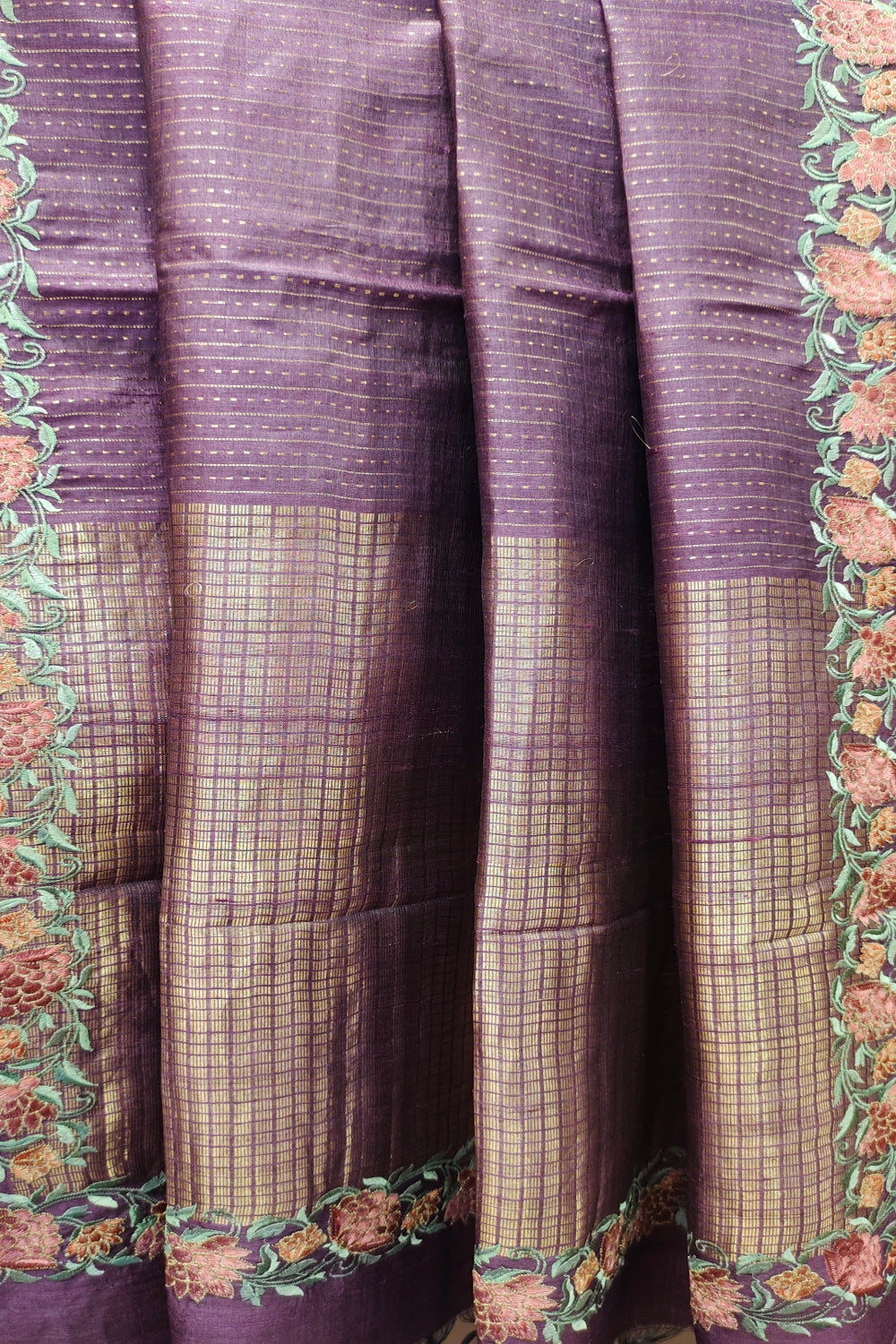 Purple Zari Weaving with Embroidered Silk Saree