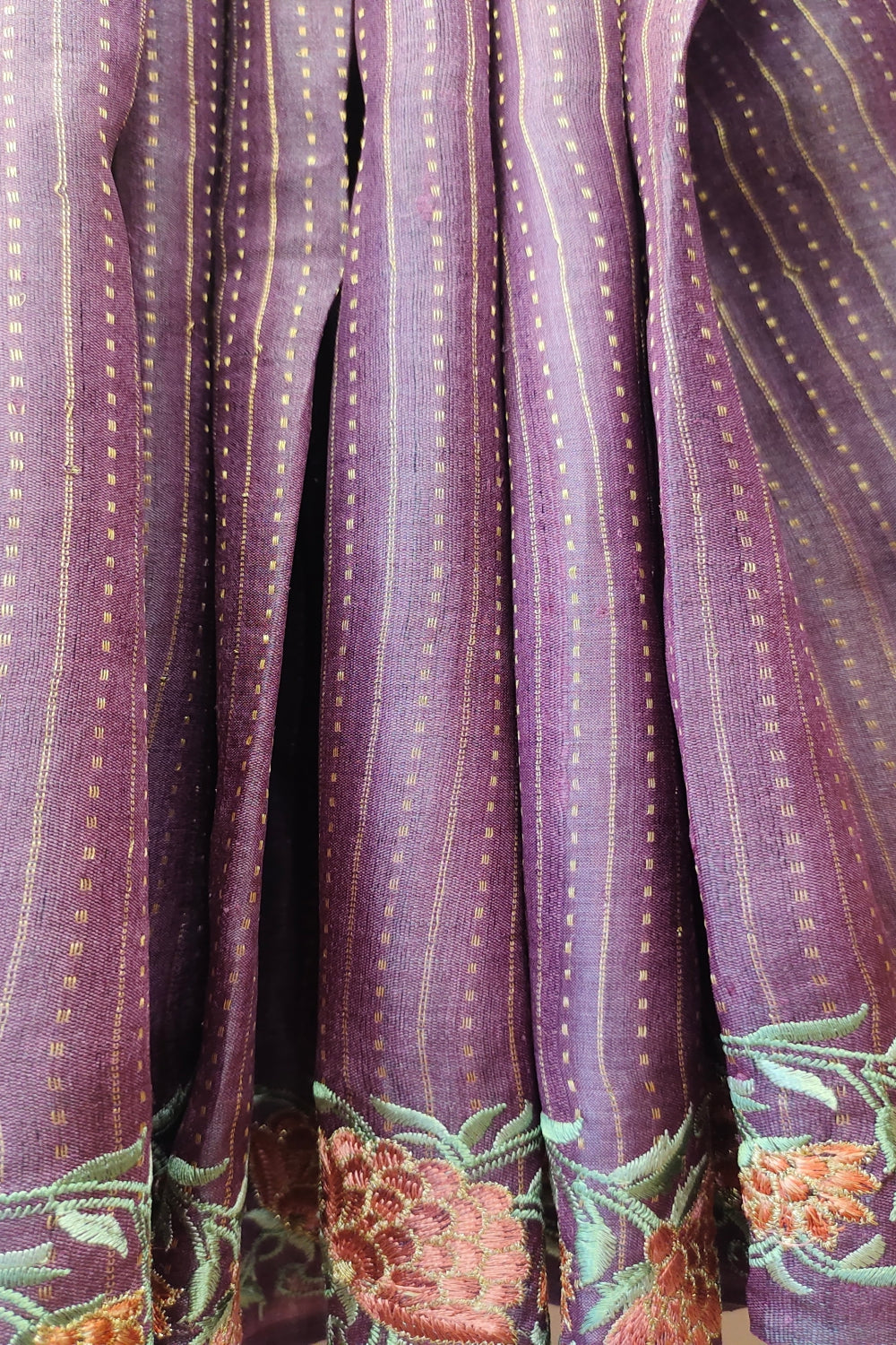 Purple Zari Weaving with Embroidered Silk Saree