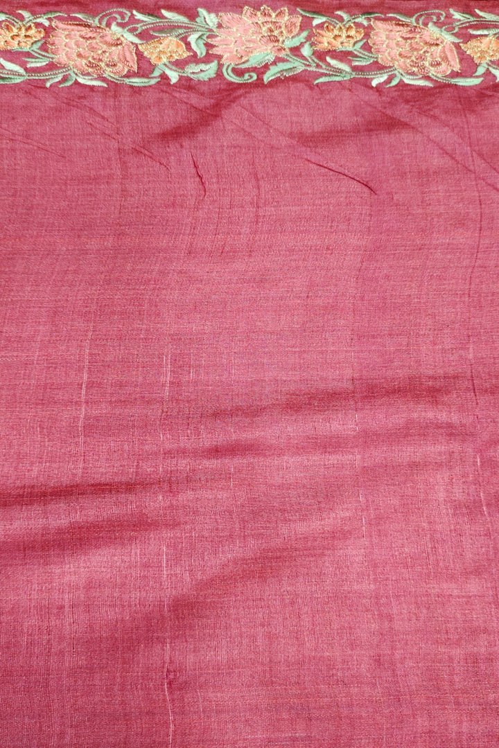 Pink Zari Weaving with Embroidered Silk Saree