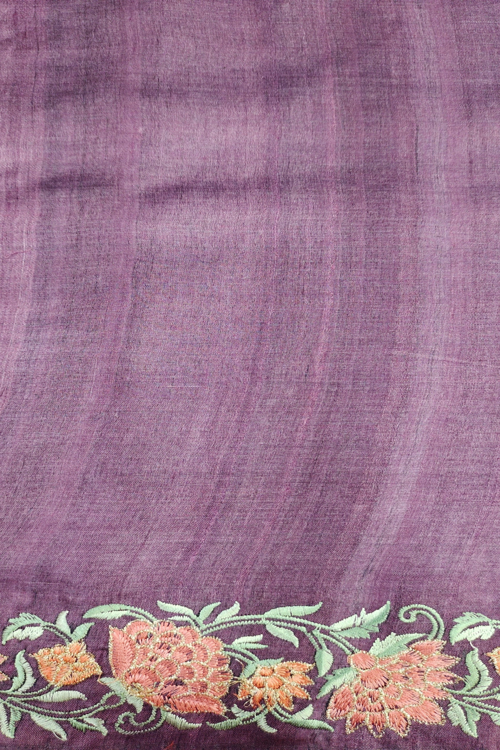 Purple Zari Weaving with Embroidered Silk Saree