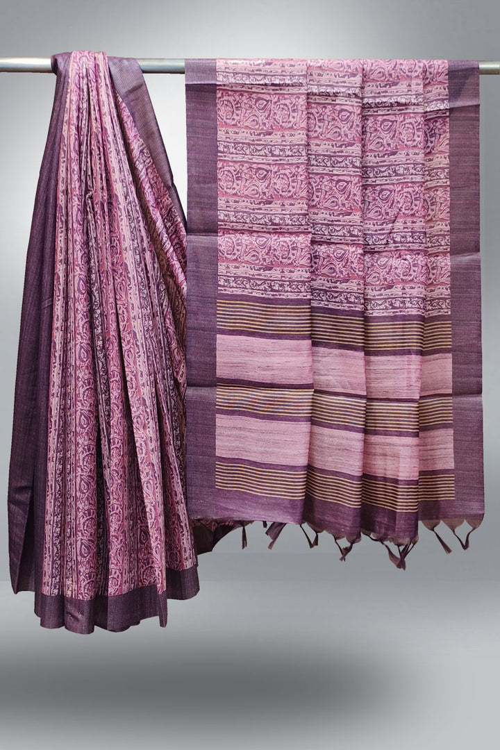 Purple Printed Art Silk Saree