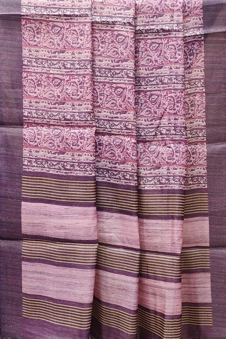 Purple Printed Art Silk Saree